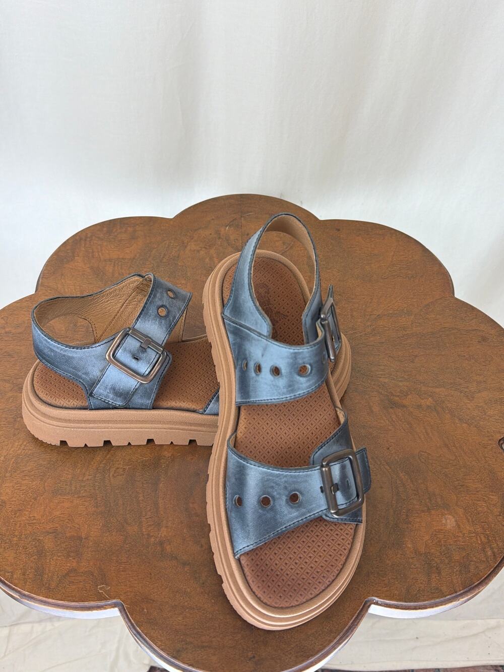 NIB Casta Portugal Blue Leather Strappy Comfort Sandal #0574 EU 38